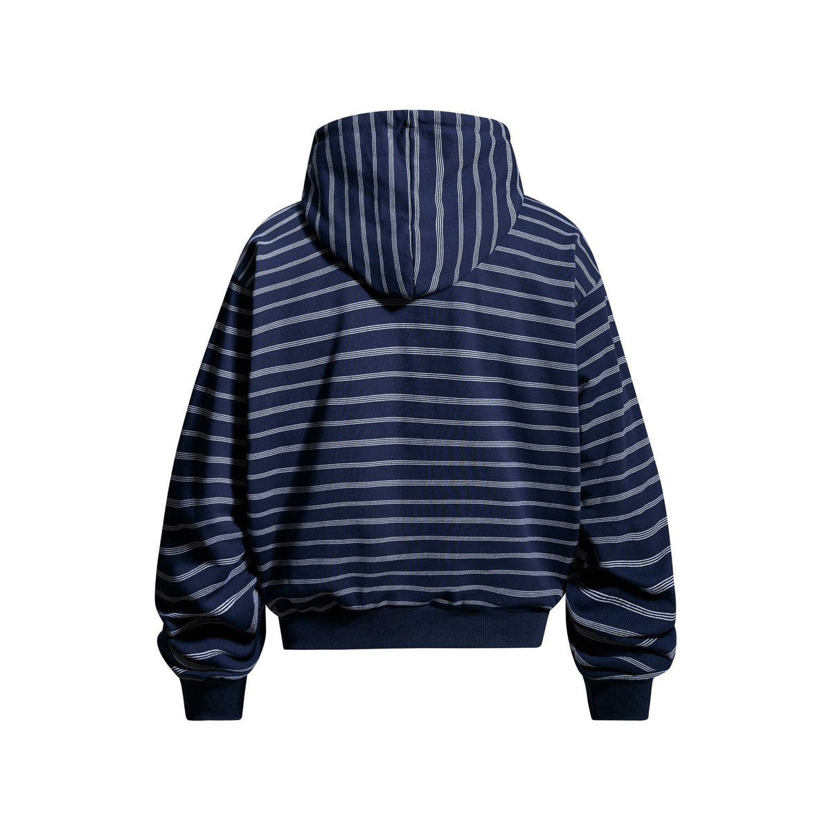 Casual Striped Zip-Up Hooded Sweatshirt Jacket Unisex Minimalist Embroidery