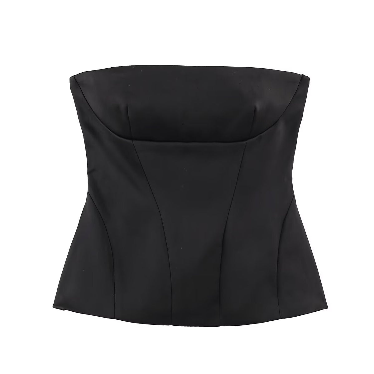 Satin texture short skirt hem strapless top for women