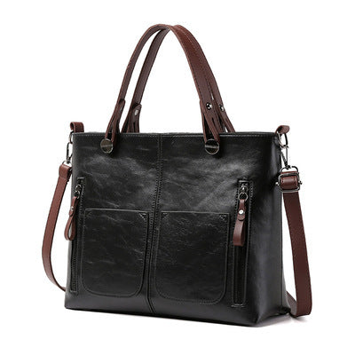 European and American fashion shoulder bag for women large capacity retro women's tote bag simple diagonal cross bag