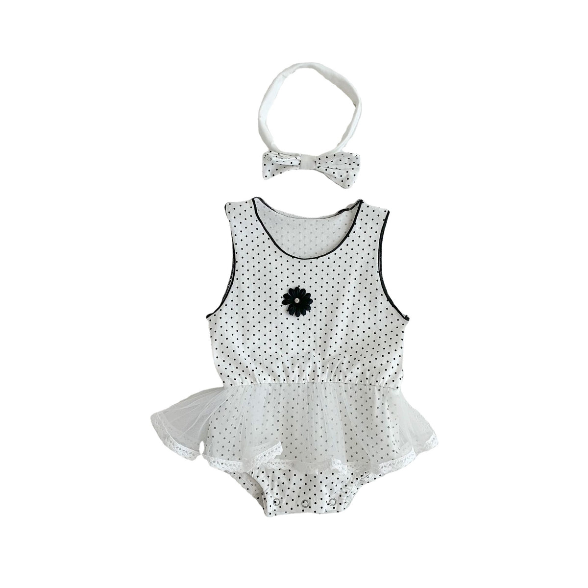Summer Infant Toddler Romper for Girls, Polka Dot Print Sleeveless Bodysuit Baby Onesie Crawling Suit