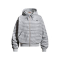 Casual Striped Zip-Up Hooded Sweatshirt Jacket Unisex Minimalist Embroidery