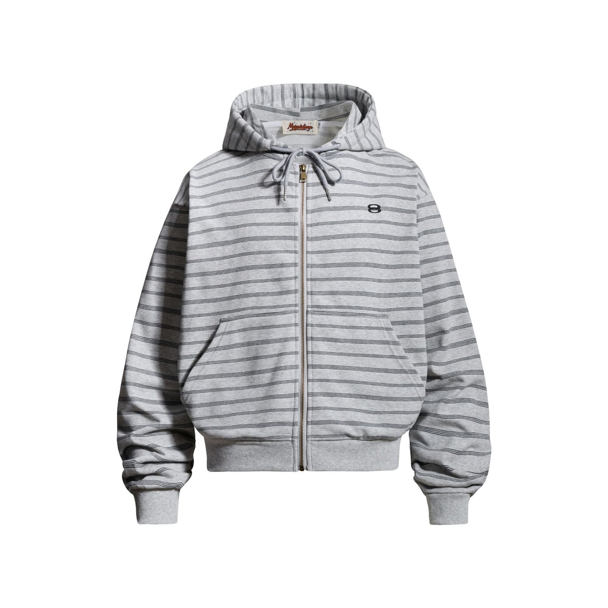 Casual Striped Zip-Up Hooded Sweatshirt Jacket Unisex Minimalist Embroidery