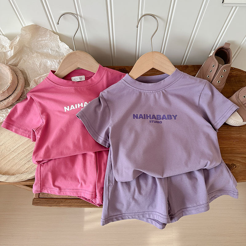 Child Outfit Summer Casual Comfortable Printed Letter Sibling Set for Boys and Girls