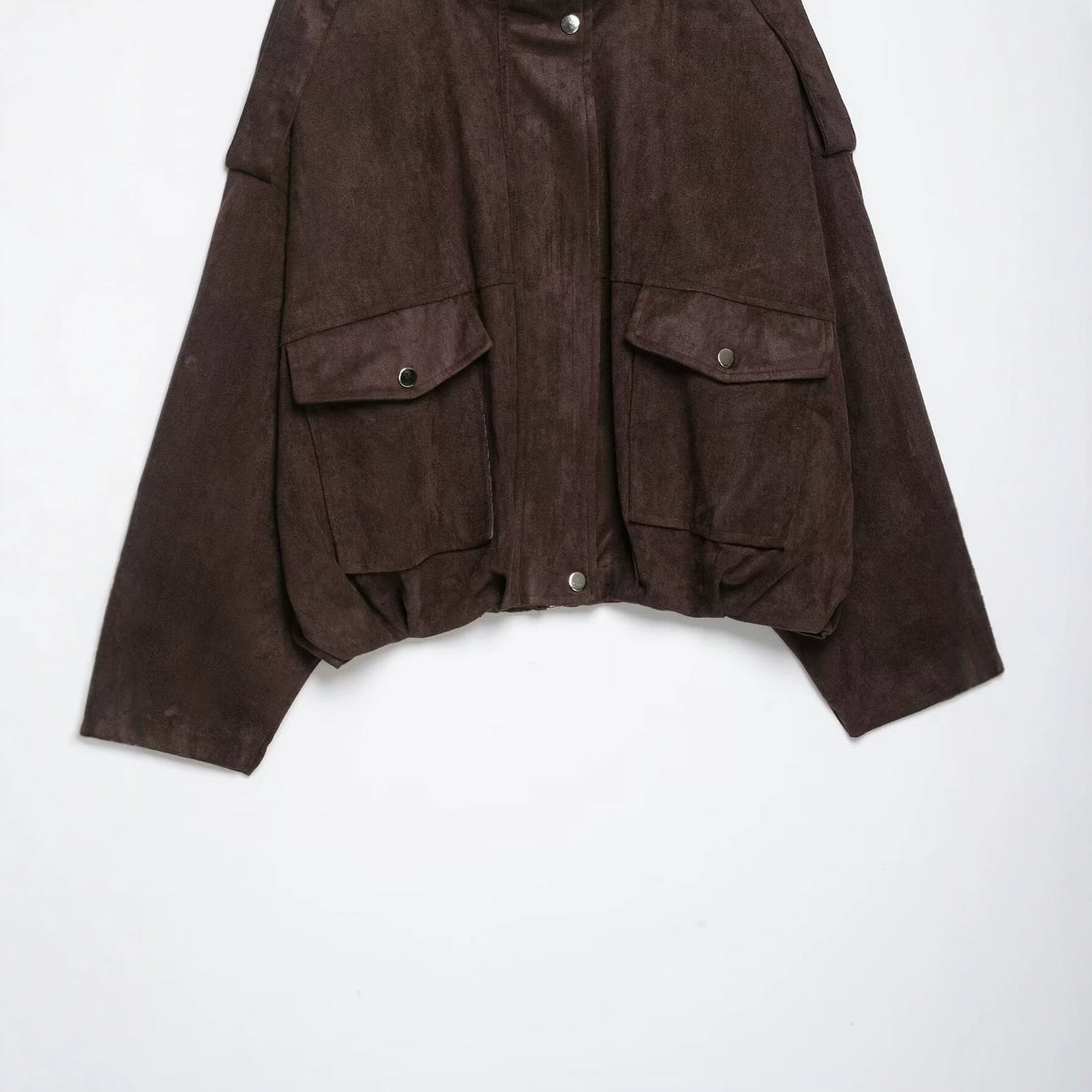 Suede textured large pocket decorative workwear jacket