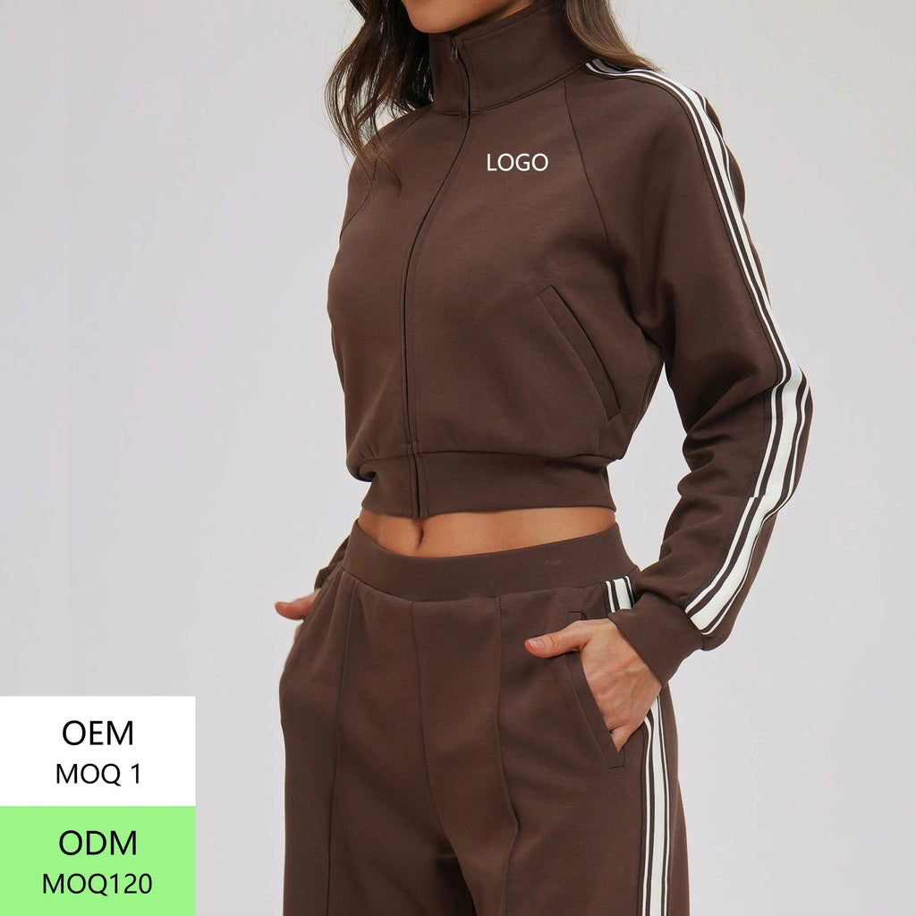 High Quality Color-Block Sweatshirt Jacket Collar Windproof Zipper Pocket Thick Outdoor Sports Cycling Jackets for Women's