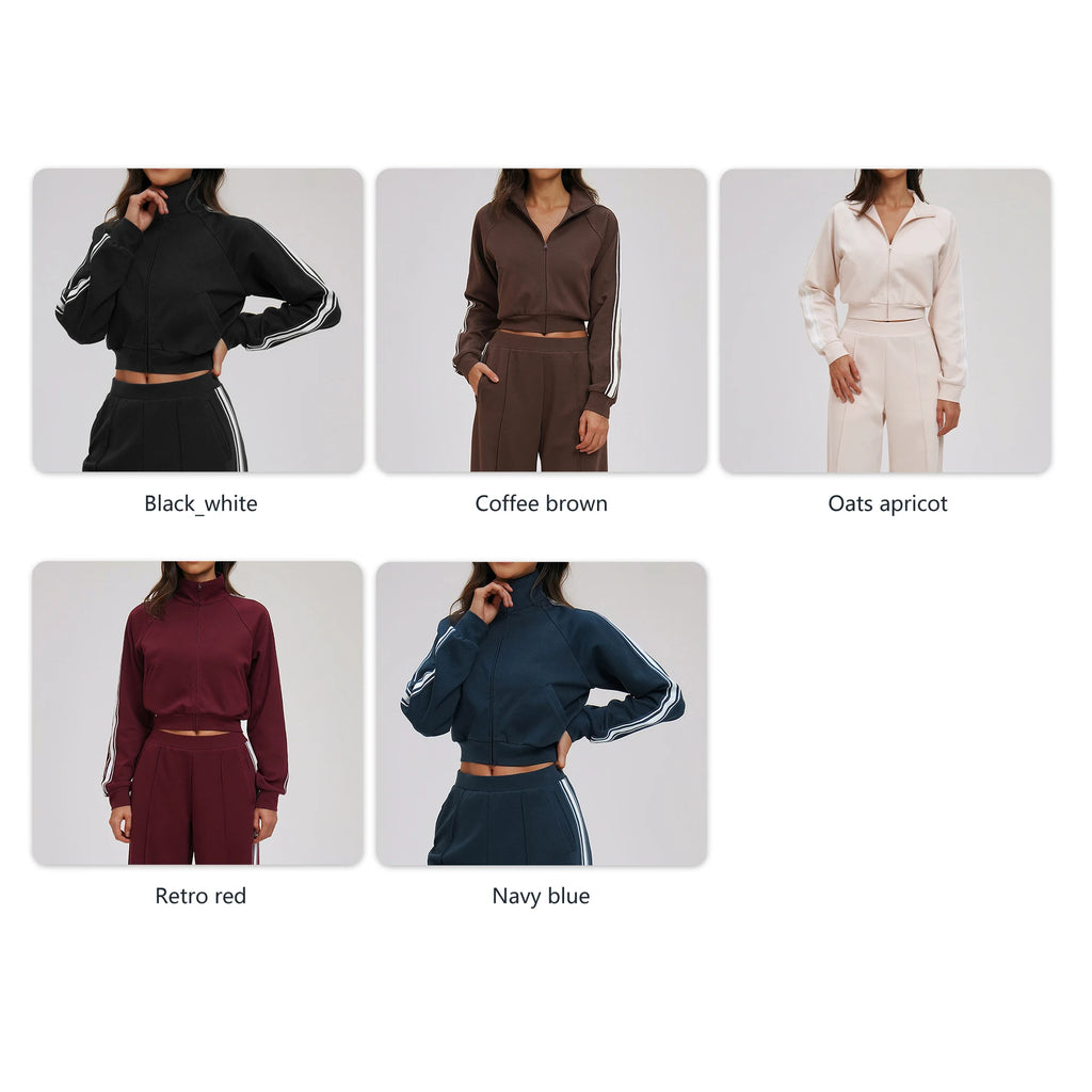 High Quality Color-Block Sweatshirt Jacket Collar Windproof Zipper Pocket Thick Outdoor Sports Cycling Jackets for Women's