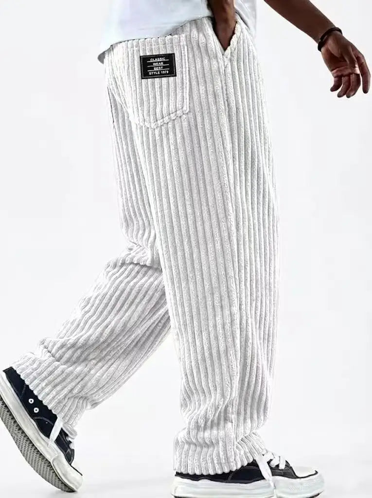 New Cargo Pants for Men Retro Style Men's Corduroy Cargo Pants with Multiple Pockets Mid-rise Solid Color Trousers for Wear Long