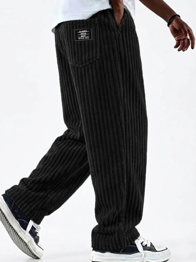 New Cargo Pants for Men Retro Style Men's Corduroy Cargo Pants with Multiple Pockets Mid-rise Solid Color Trousers for Wear Long