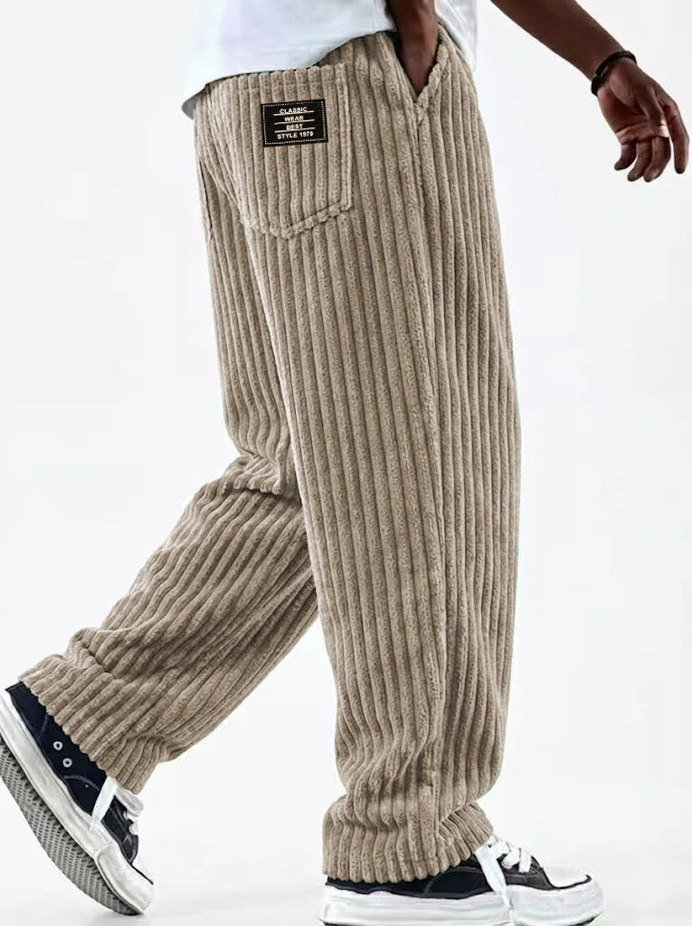 New Cargo Pants for Men Retro Style Men's Corduroy Cargo Pants with Multiple Pockets Mid-rise Solid Color Trousers for Wear Long