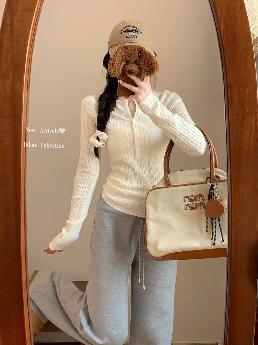 Women Cable Knit Pullover Sweater Slim Long Sleeve Jumper o Neck  Soft Stretchy Knitwear Sweet Casual Daily Autumn Winter Top