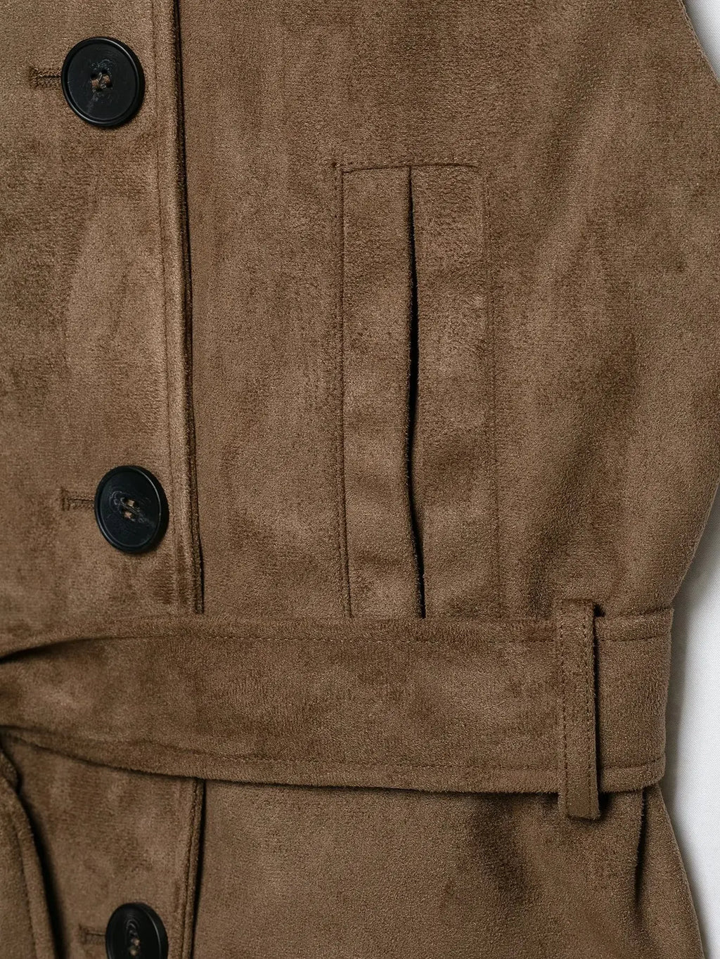 BSAY Vintage Faux Suede Waistcoat Women Double‑Breasted Stand Collar Shoulder Epaulets Sleeveless With Belt Cropped Casual Vest