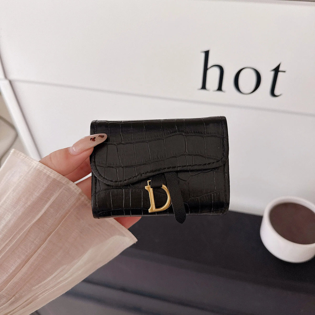 Crocodile Texture D Metal Buckle Accordion Card Wallet, 2 Colors Multi-slot Mini Purse for Bank Cards, Business Cards & Keys