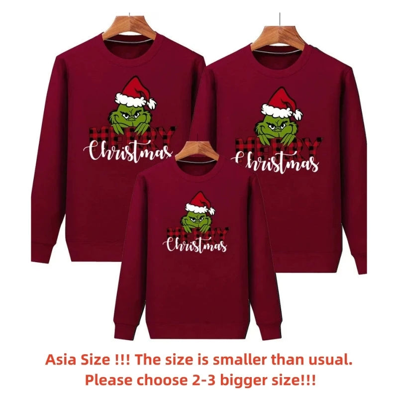 New Christmas Family Matching Jersey Xmas Jumper Shirts Couple Kids Baby Santa Sweaters Mom Dad Baby Sweatshirt Family Look Tops