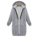 2024 Women's Autumn Winter ThickenHoodies Parkas Loose Hooded Jackets Zipper Pocket Maxi Size Sweatshirt Sports Dresses Outwear