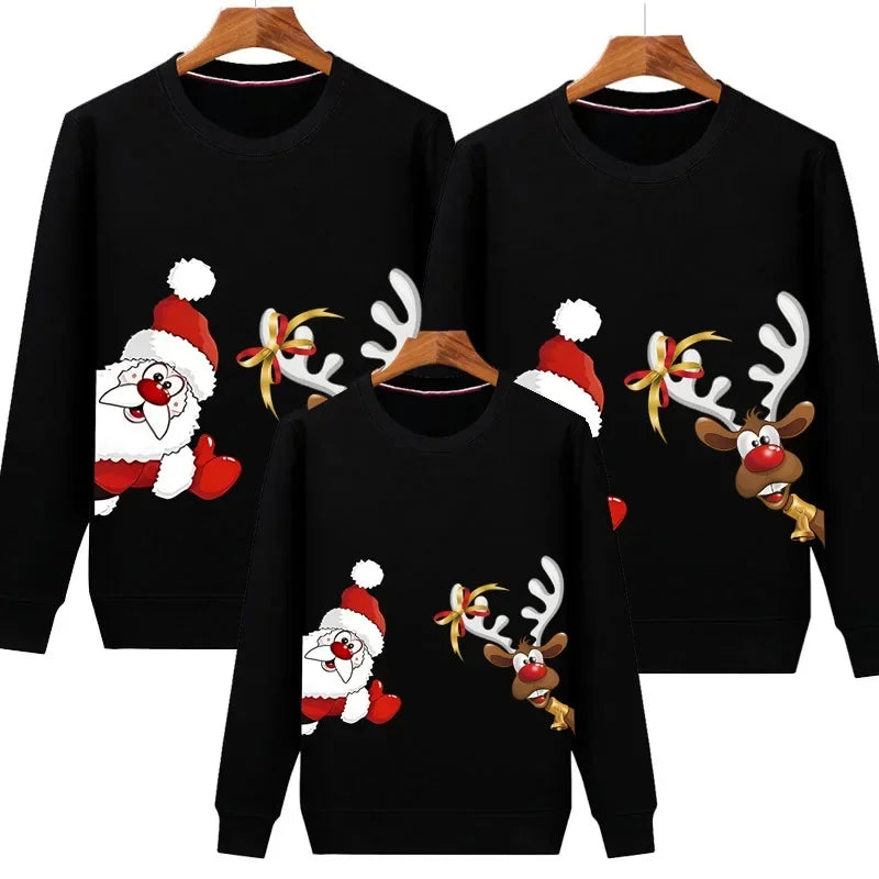 Women Men Baby Kid Winter Sweaters Christmas Family Matching Outfits Xmas T Shirt Deer Sweatshirt Father Mom Daughter Son Tops