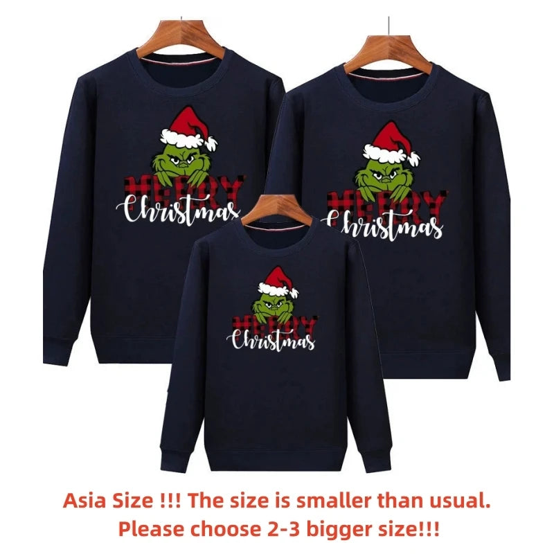 New Christmas Family Matching Jersey Xmas Jumper Shirts Couple Kids Baby Santa Sweaters Mom Dad Baby Sweatshirt Family Look Tops