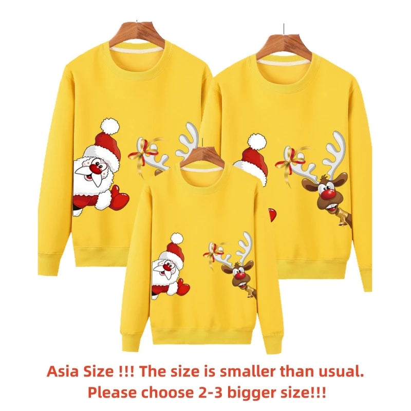 Women Men Baby Kid Winter Sweaters Christmas Family Matching Outfits Xmas T Shirt Deer Sweatshirt Father Mom Daughter Son Tops