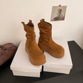 Chunky Platform Thick Sole Woman Ankle Boots Design Round Toe Slip On Shoes  2025 Autumn Winter Short Botas Para Mujer