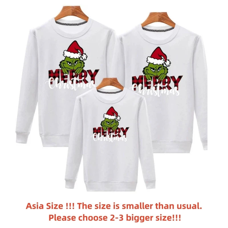 New Christmas Family Matching Jersey Xmas Jumper Shirts Couple Kids Baby Santa Sweaters Mom Dad Baby Sweatshirt Family Look Tops