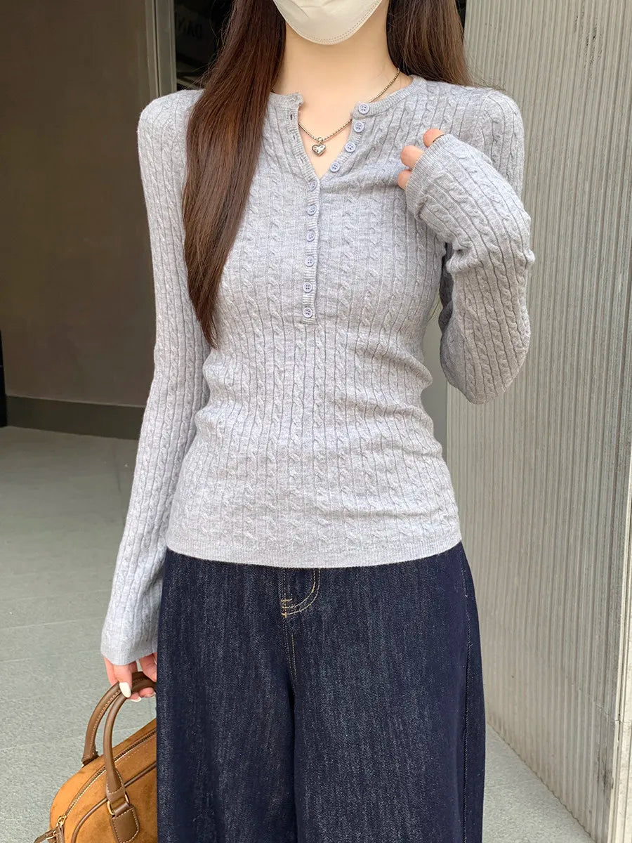 Women Cable Knit Pullover Sweater Slim Long Sleeve Jumper o Neck  Soft Stretchy Knitwear Sweet Casual Daily Autumn Winter Top