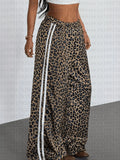 2026 Leopard Print Pants Women Hipster Fall Sporty Patchwork Stripes Autumn Trend Basic Streetwear Casual Loose Trousers Ki