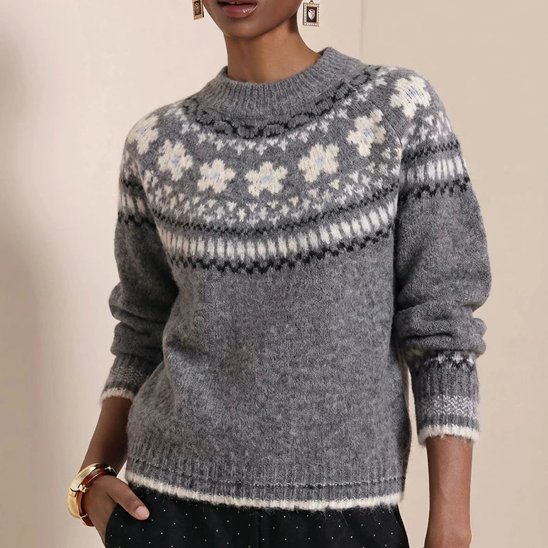 2026 Fashion Christmas Sweaters Female O Neck Jacquard Loose Knitted Sweater Autumn Winter Soft Warm Long Sleeved Sweater Top