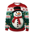 Women Men Crew Neck All Over Winter Element Graphic Long Sleeve Pullover Lightweight Printed Sweater for Holiday Street Sweaters