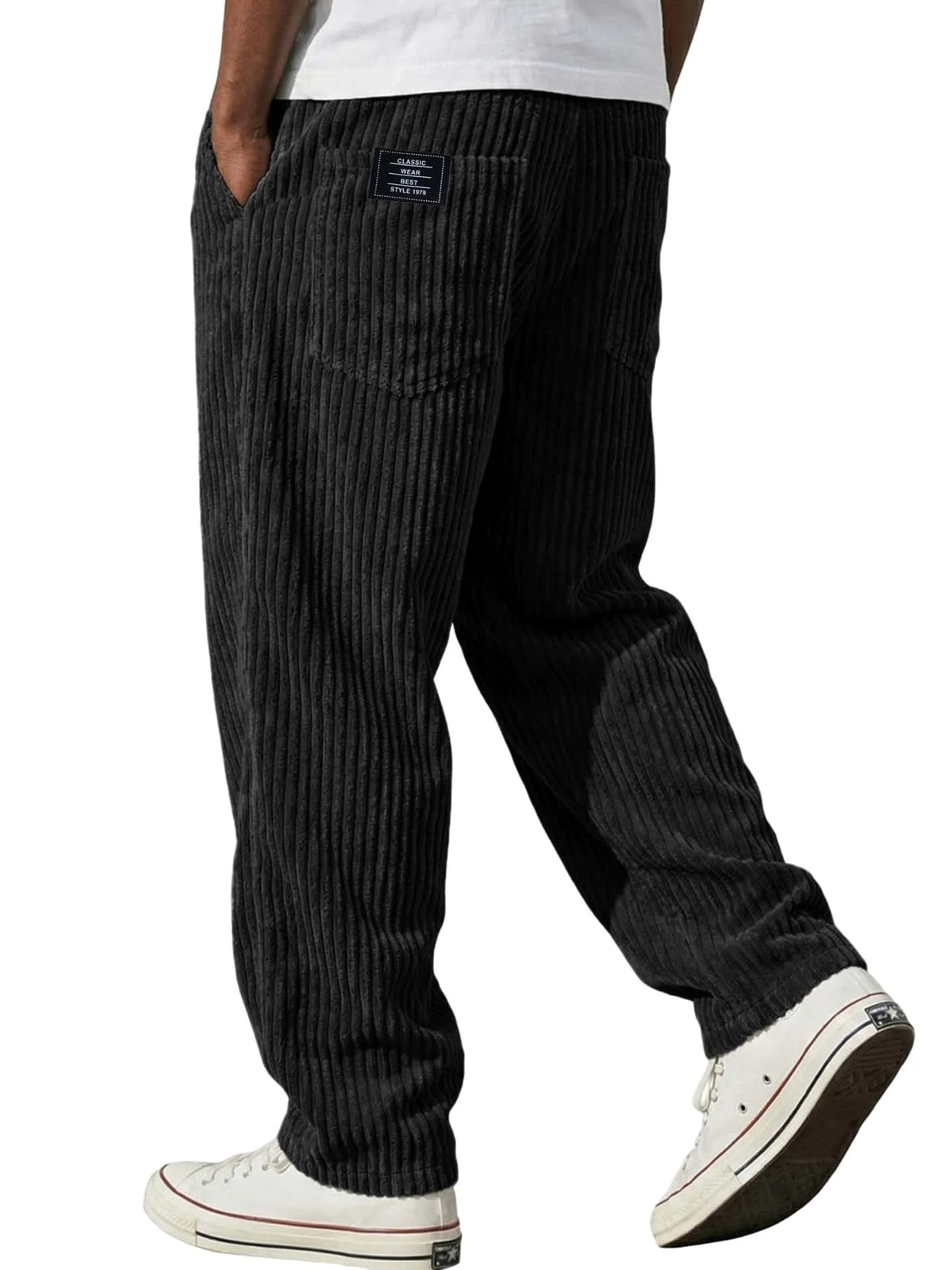 New Cargo Pants for Men Retro Style Men's Corduroy Cargo Pants with Multiple Pockets Mid-rise Solid Color Trousers for Wear Long