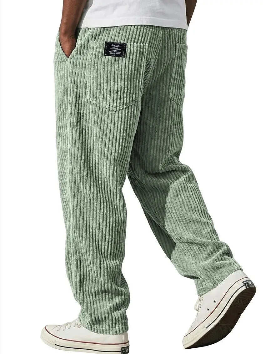 New Cargo Pants for Men Retro Style Men's Corduroy Cargo Pants with Multiple Pockets Mid-rise Solid Color Trousers for Wear Long