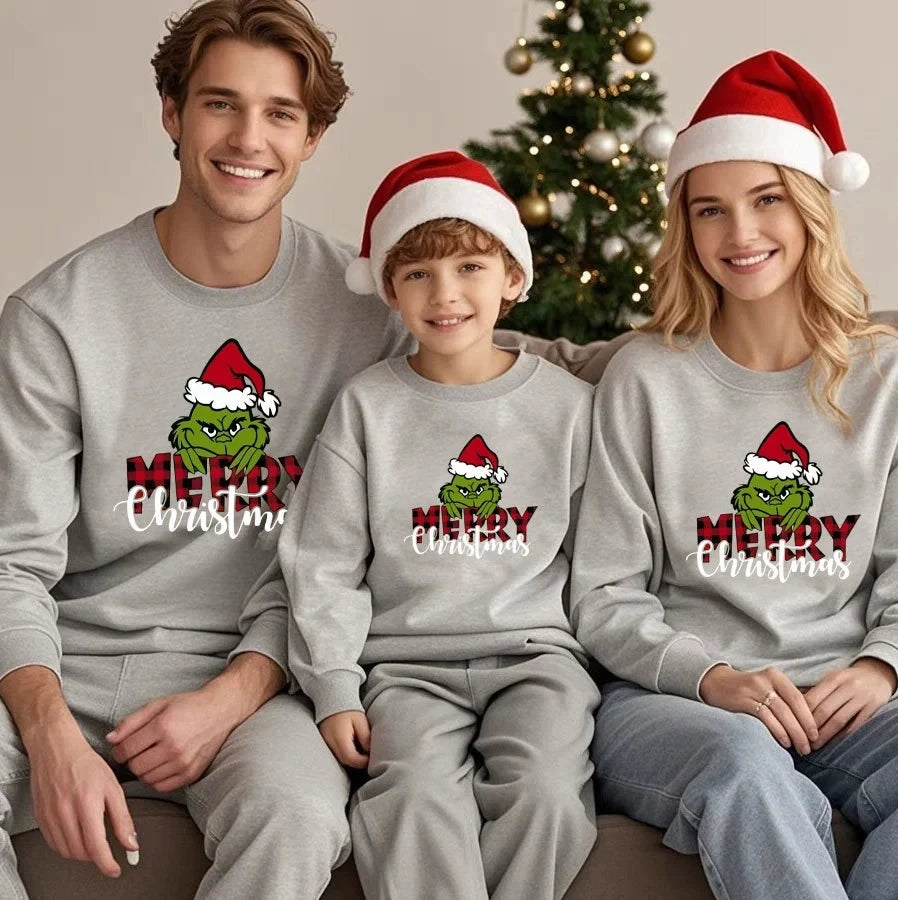 New Christmas Family Matching Jersey Xmas Jumper Shirts Couple Kids Baby Santa Sweaters Mom Dad Baby Sweatshirt Family Look Tops