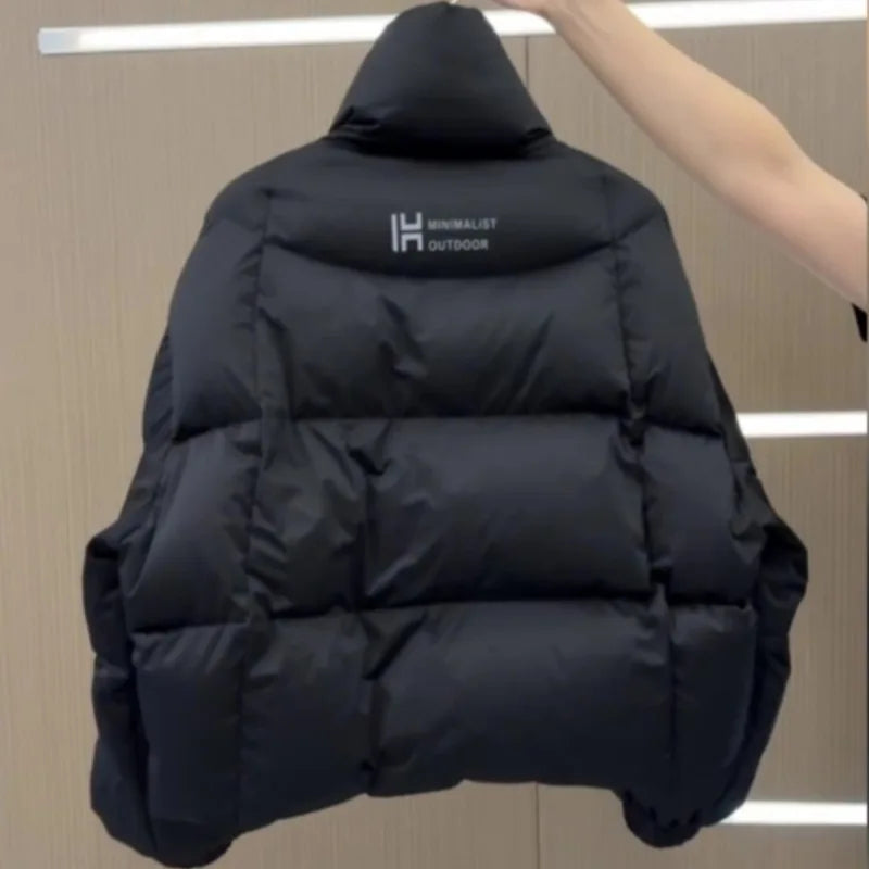 New Cotton Women Winter Warm Short Puff Jacket Korean Design Irregular Cotton Coat Trend Loose Thicken Parkas Tide Black White