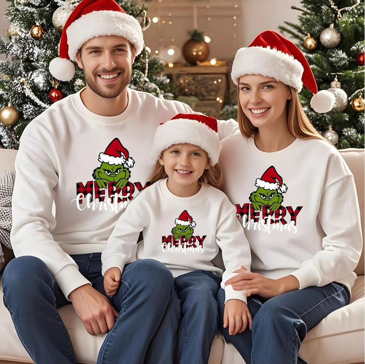New Christmas Family Matching Jersey Xmas Jumper Shirts Couple Kids Baby Santa Sweaters Mom Dad Baby Sweatshirt Family Look Tops