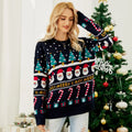 Christmas Snowman Pattern Round Neck Knitted Women's Long Sleeve Top Loose Oversized Thick Warm Cozy Daily Casual Winter Sweater