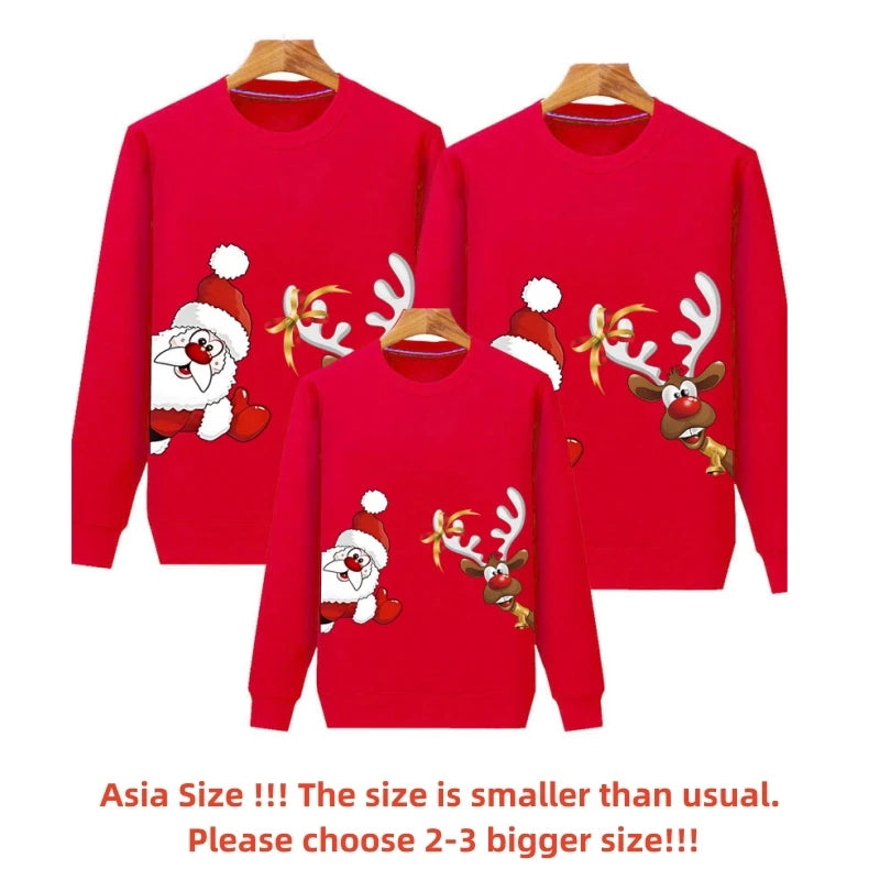 Women Men Baby Kid Winter Sweaters Christmas Family Matching Outfits Xmas T Shirt Deer Sweatshirt Father Mom Daughter Son Tops