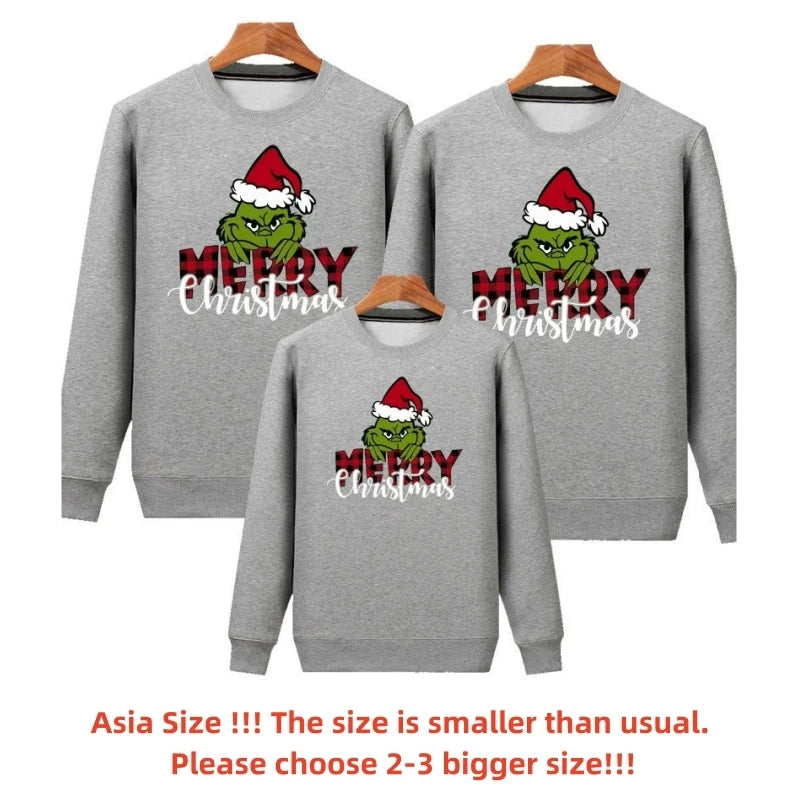 New Christmas Family Matching Jersey Xmas Jumper Shirts Couple Kids Baby Santa Sweaters Mom Dad Baby Sweatshirt Family Look Tops