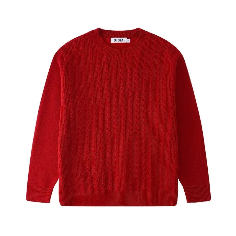 Family Matching Christmas Sweater, Mom Daughter Knit Cardigan Dad Son Pullover, Red Parent-child Couple Outfits for Winter New Year