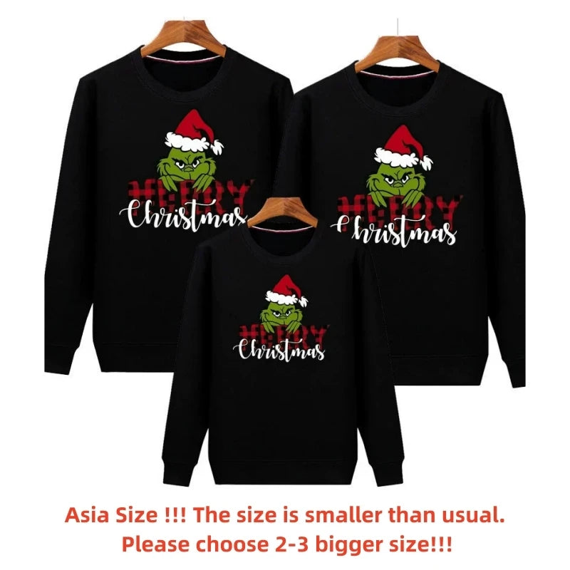 New Christmas Family Matching Jersey Xmas Jumper Shirts Couple Kids Baby Santa Sweaters Mom Dad Baby Sweatshirt Family Look Tops