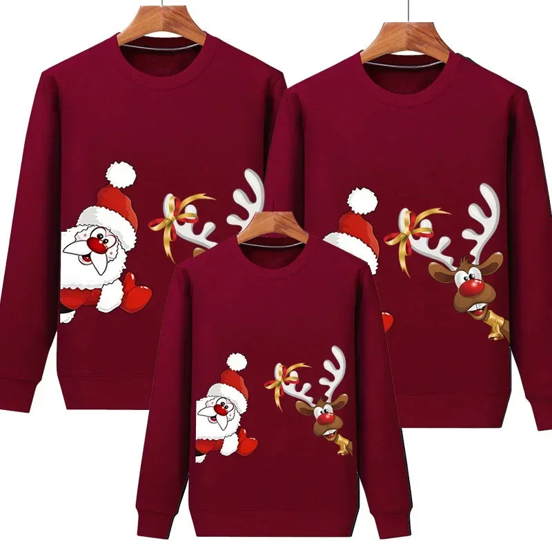 Women Men Baby Kid Winter Sweaters Christmas Family Matching Outfits Xmas T Shirt Deer Sweatshirt Father Mom Daughter Son Tops