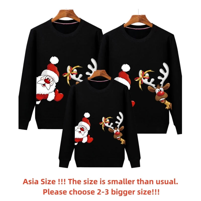 Women Men Baby Kid Winter Sweaters Christmas Family Matching Outfits Xmas T Shirt Deer Sweatshirt Father Mom Daughter Son Tops
