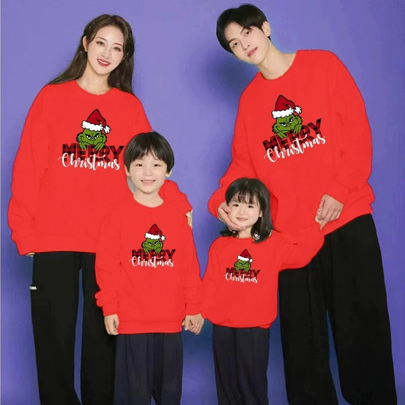 New Christmas Family Matching Jersey Xmas Jumper Shirts Couple Kids Baby Santa Sweaters Mom Dad Baby Sweatshirt Family Look Tops