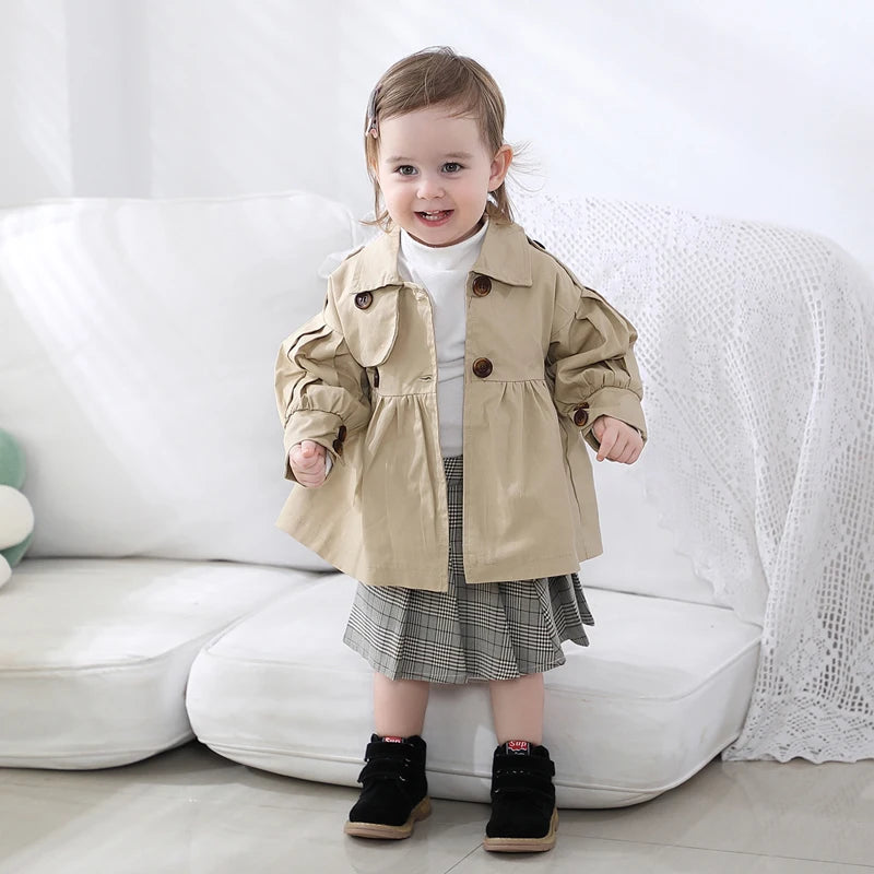 Fashion Baby Trench Coat Cotton Autumn Spring Baby Girl Clothes Kids Jackets for Girls Coats Infant Outerwears Clothing