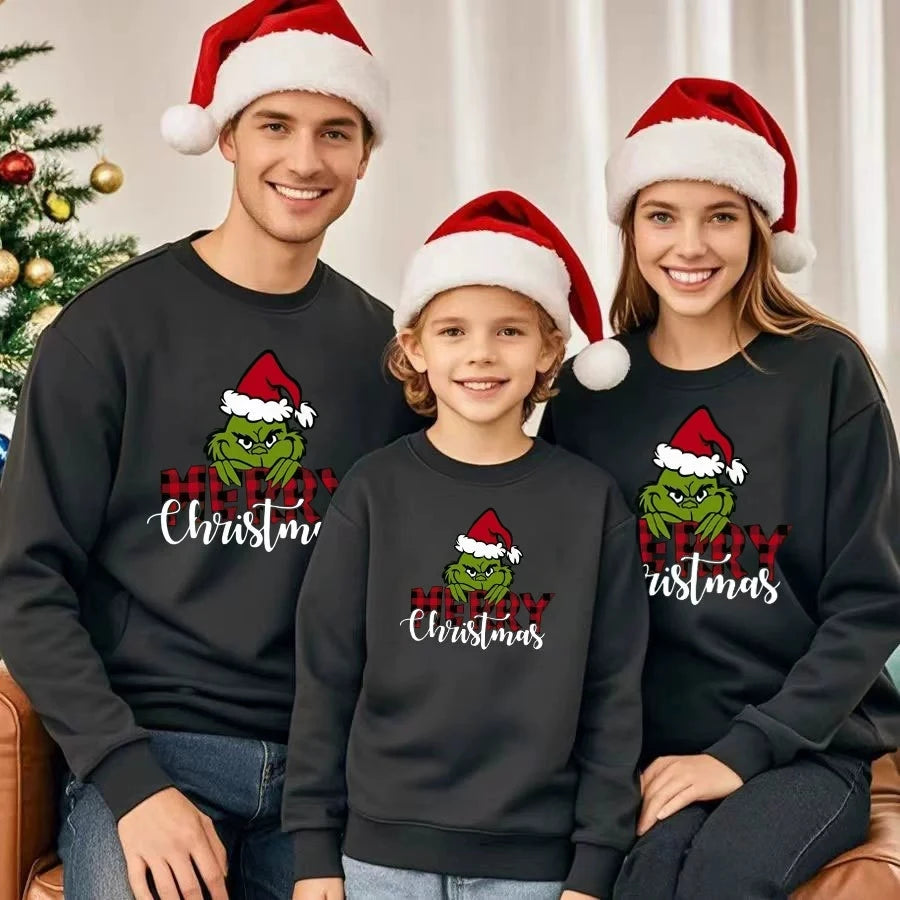 New Christmas Family Matching Jersey Xmas Jumper Shirts Couple Kids Baby Santa Sweaters Mom Dad Baby Sweatshirt Family Look Tops