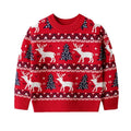 New Christmas Sweater Casual Warm Elk Printed Knitted Cute Xmas Tree Pullovers Festival Theme Party Parent Child Matching Outfit