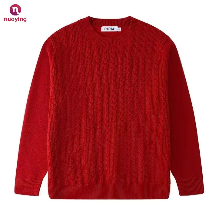 Family Matching Christmas Sweater, Mom Daughter Knit Cardigan Dad Son Pullover, Red Parent-child Couple Outfits for Winter New Year