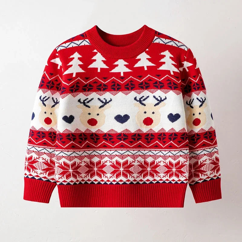 Christmas Family Matching Sweaters, Parent-Child Knitted Pullover, Cartoon Xmas Jumper for Dad Mom Kids, 2026 New Winter Family Outfit