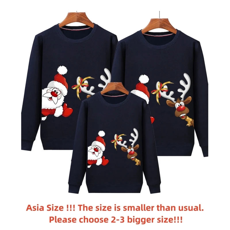 Women Men Baby Kid Winter Sweaters Christmas Family Matching Outfits Xmas T Shirt Deer Sweatshirt Father Mom Daughter Son Tops