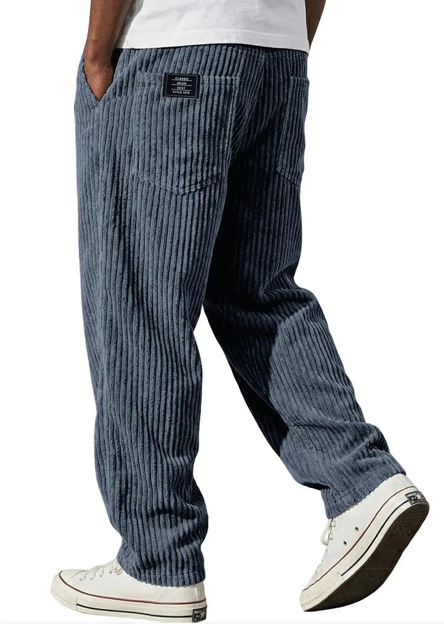 New Cargo Pants for Men Retro Style Men's Corduroy Cargo Pants with Multiple Pockets Mid-rise Solid Color Trousers for Wear Long
