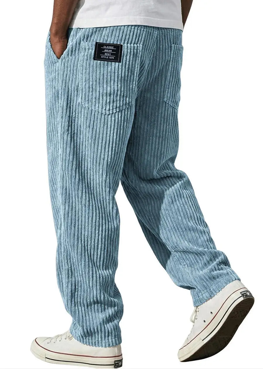 New Cargo Pants for Men Retro Style Men's Corduroy Cargo Pants with Multiple Pockets Mid-rise Solid Color Trousers for Wear Long
