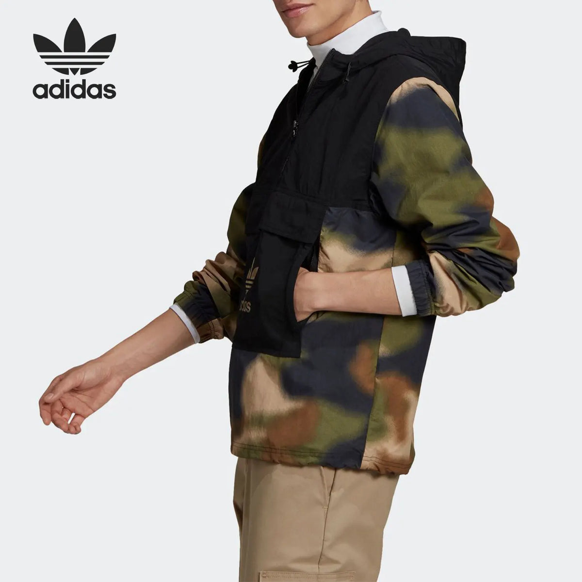 Adidas Originals Men's Half-Zip Hooded Windbreaker GN1875