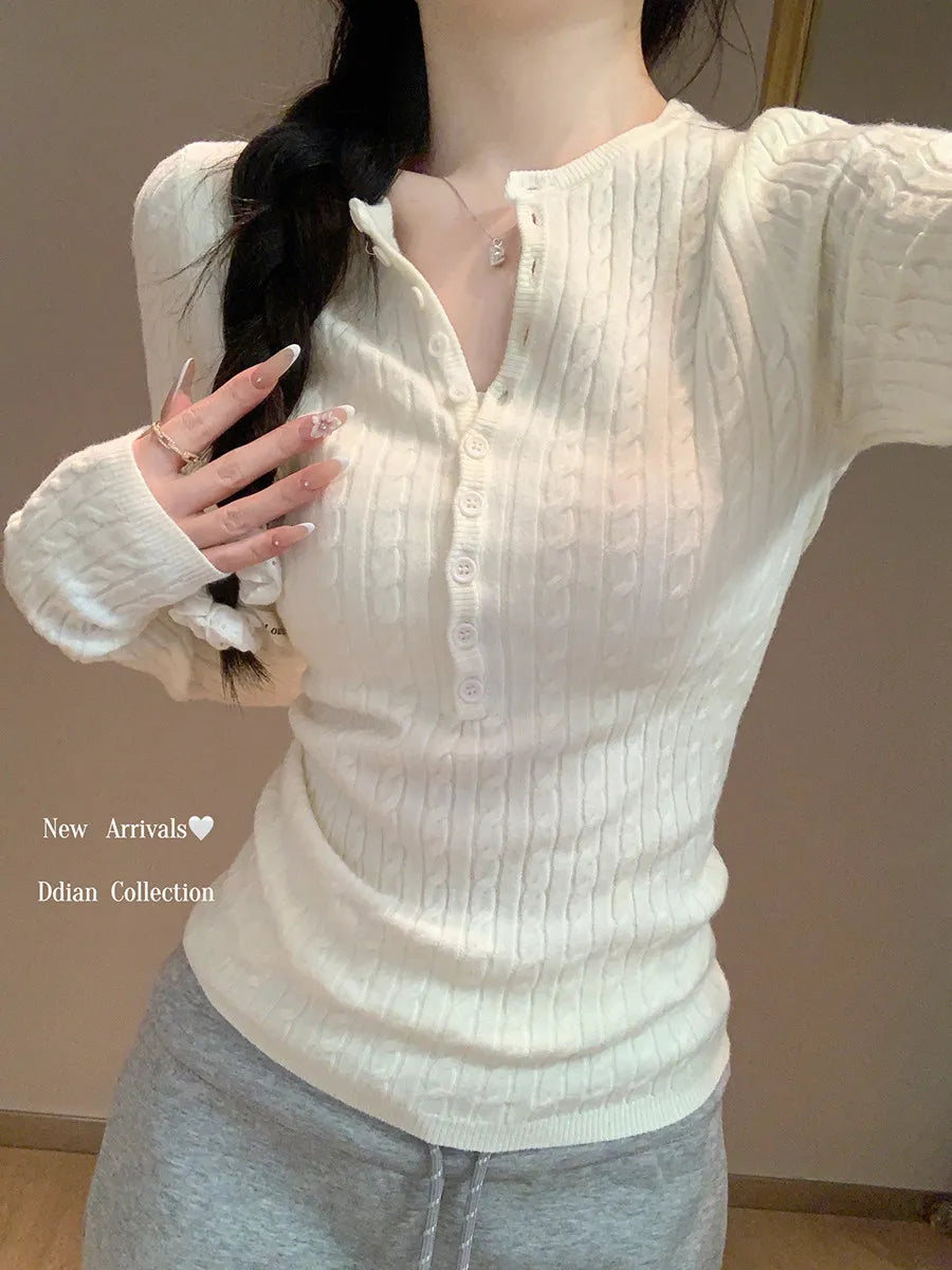 Women Cable Knit Pullover Sweater Slim Long Sleeve Jumper o Neck  Soft Stretchy Knitwear Sweet Casual Daily Autumn Winter Top